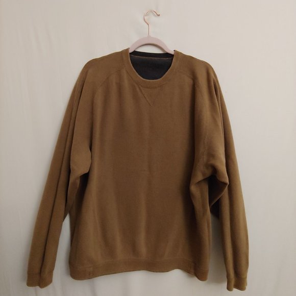 Tommy Bahama mens crewneck reversible tobacco gold and grey sweater - Picture 7 of 14
